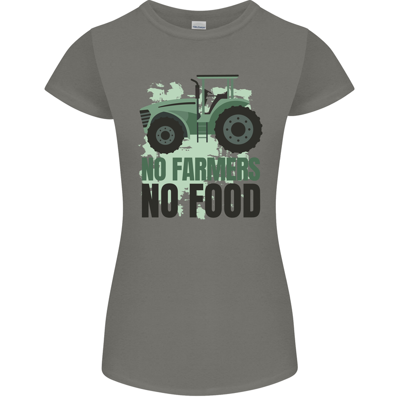 Tractor No Farmers No Food Farming Womens Petite Cut T-Shirt Charcoal