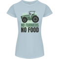 Tractor No Farmers No Food Farming Womens Petite Cut T-Shirt Light Blue