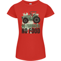 Tractor No Farmers No Food Farming Womens Petite Cut T-Shirt Red
