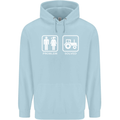 Tractor Problem Solved Driver Farmer Funny Childrens Kids Hoodie Light Blue