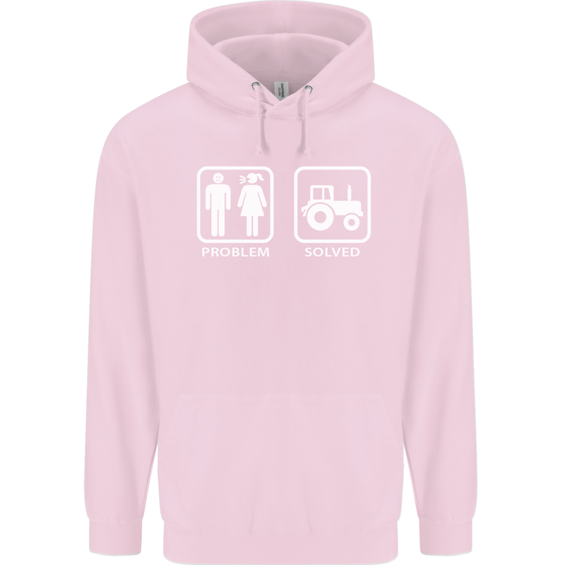 Tractor Problem Solved Driver Farmer Funny Childrens Kids Hoodie Light Pink