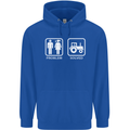 Tractor Problem Solved Driver Farmer Funny Childrens Kids Hoodie Royal Blue