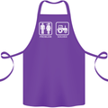 Tractor Problem Solved Driver Farmer Funny Cotton Apron 100% Organic Purple