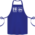 Tractor Problem Solved Driver Farmer Funny Cotton Apron 100% Organic Royal Blue