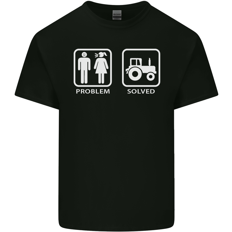 Tractor Problem Solved Driver Farmer Funny Kids T-Shirt Childrens Black