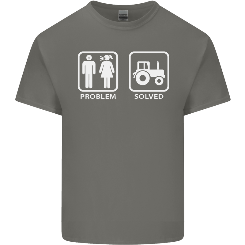 Tractor Problem Solved Driver Farmer Funny Kids T-Shirt Childrens Charcoal