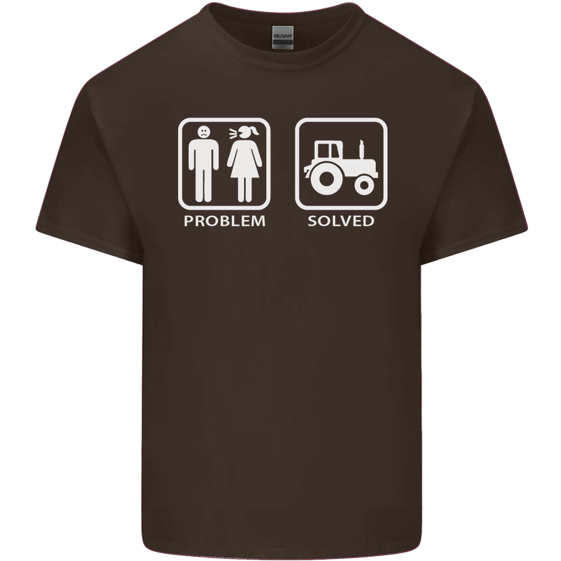 Tractor Problem Solved Driver Farmer Funny Kids T-Shirt Childrens Chocolate