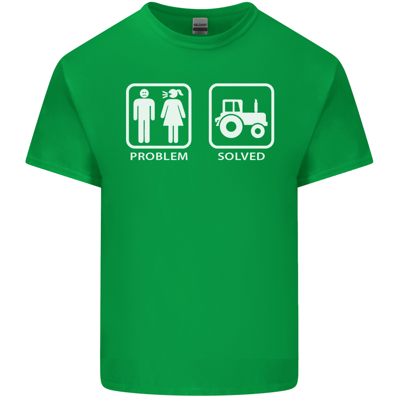 Tractor Problem Solved Driver Farmer Funny Kids T-Shirt Childrens Irish Green