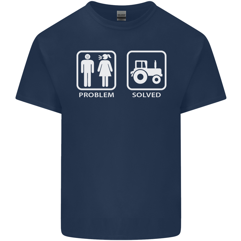 Tractor Problem Solved Driver Farmer Funny Kids T-Shirt Childrens Navy Blue