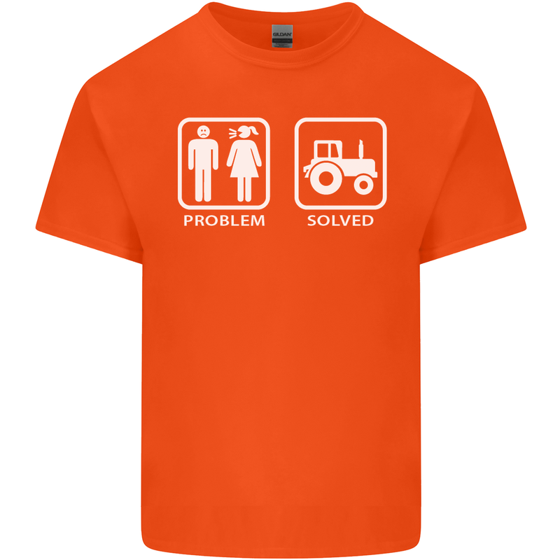 Tractor Problem Solved Driver Farmer Funny Kids T-Shirt Childrens Orange