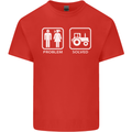 Tractor Problem Solved Driver Farmer Funny Kids T-Shirt Childrens Red