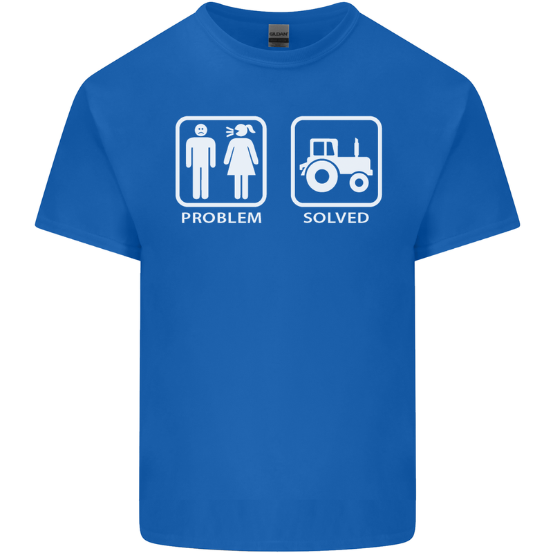 Tractor Problem Solved Driver Farmer Funny Kids T-Shirt Childrens Royal Blue
