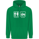 Tractor Problem Solved Driver Farmer Funny Mens 80% Cotton Hoodie Irish Green