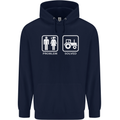 Tractor Problem Solved Driver Farmer Funny Mens 80% Cotton Hoodie Navy Blue