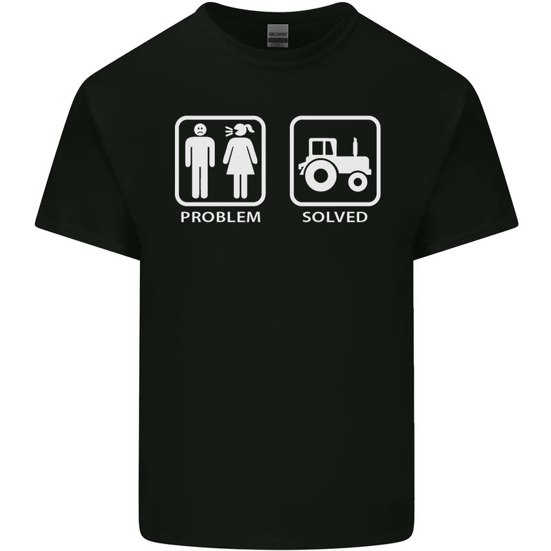 Tractor Problem Solved Driver Farmer Funny Mens Cotton T-Shirt Tee Top Black