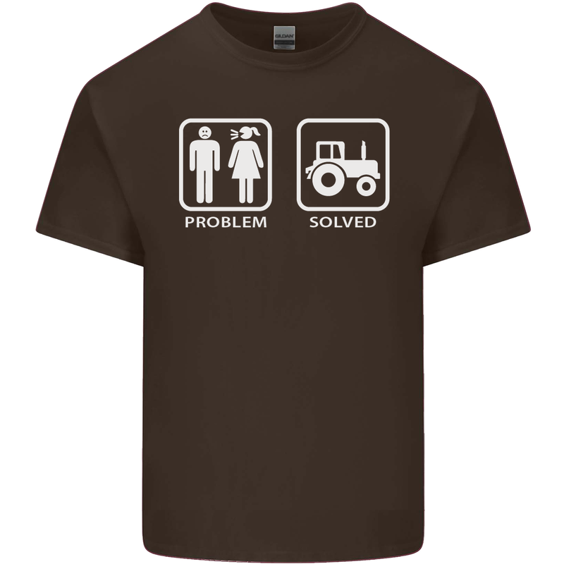 Tractor Problem Solved Driver Farmer Funny Mens Cotton T-Shirt Tee Top Dark Chocolate