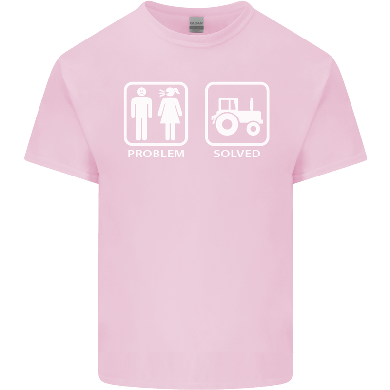 Tractor Problem Solved Driver Farmer Funny Mens Cotton T-Shirt Tee Top Light Pink