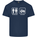 Tractor Problem Solved Driver Farmer Funny Mens Cotton T-Shirt Tee Top Navy Blue