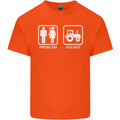 Tractor Problem Solved Driver Farmer Funny Mens Cotton T-Shirt Tee Top Orange