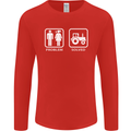 Tractor Problem Solved Driver Farmer Funny Mens Long Sleeve T-Shirt Red