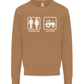 Tractor Problem Solved Driver Farmer Funny Mens Sweatshirt Jumper Caramel Latte