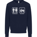 Tractor Problem Solved Driver Farmer Funny Mens Sweatshirt Jumper Navy Blue