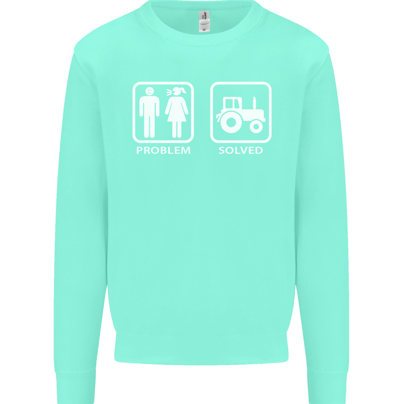 Tractor Problem Solved Driver Farmer Funny Mens Sweatshirt Jumper Peppermint