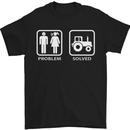 Tractor Problem Solved Driver Farmer Funny Mens T-Shirt Cotton Gildan Black