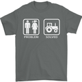 Tractor Problem Solved Driver Farmer Funny Mens T-Shirt Cotton Gildan Charcoal