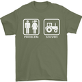 Tractor Problem Solved Driver Farmer Funny Mens T-Shirt Cotton Gildan Military Green