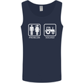 Tractor Problem Solved Driver Farmer Funny Mens Vest Tank Top Navy Blue
