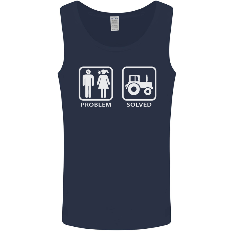 Tractor Problem Solved Driver Farmer Funny Mens Vest Tank Top Navy Blue