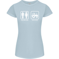Tractor Problem Solved Driver Farmer Funny Womens Petite Cut T-Shirt Light Blue