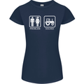 Tractor Problem Solved Driver Farmer Funny Womens Petite Cut T-Shirt Navy Blue