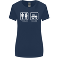 Tractor Problem Solved Driver Farmer Funny Womens Wider Cut T-Shirt Navy Blue