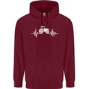 Tractor Pulse Childrens Kids Hoodie Maroon