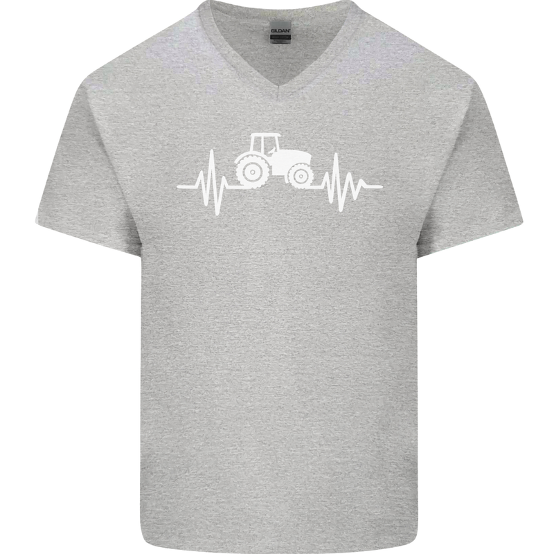 Tractor Pulse Mens V-Neck Cotton T-Shirt Sports Grey