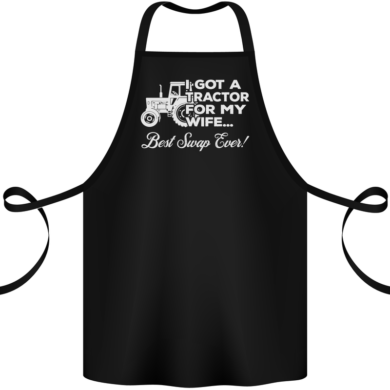 Tractor for My Wife Best Swap Ever Farmer Cotton Apron 100% Organic Black