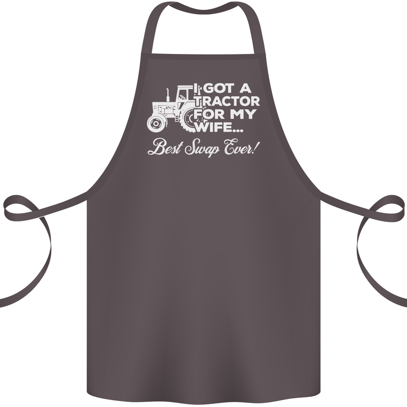Tractor for My Wife Best Swap Ever Farmer Cotton Apron 100% Organic Dark Grey