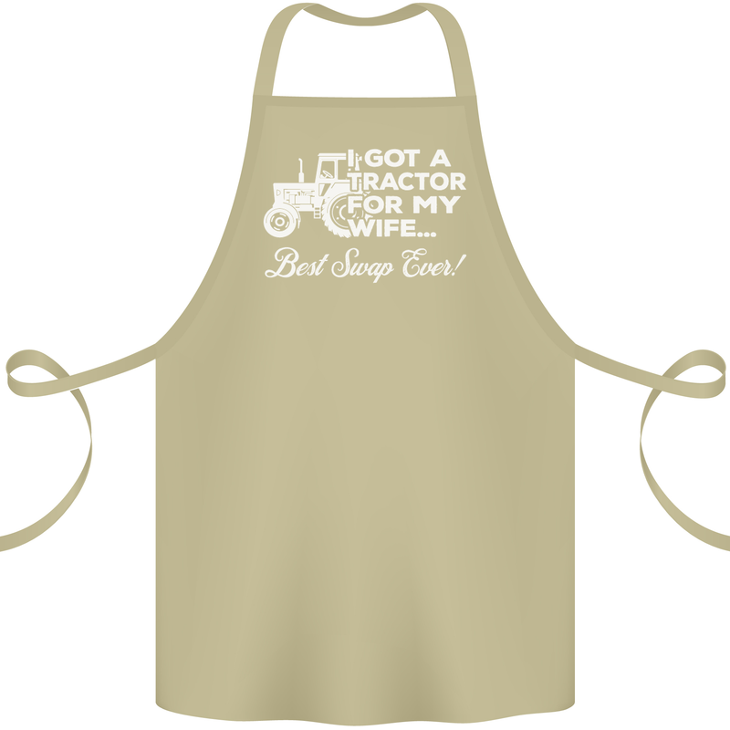 Tractor for My Wife Best Swap Ever Farmer Cotton Apron 100% Organic Khaki