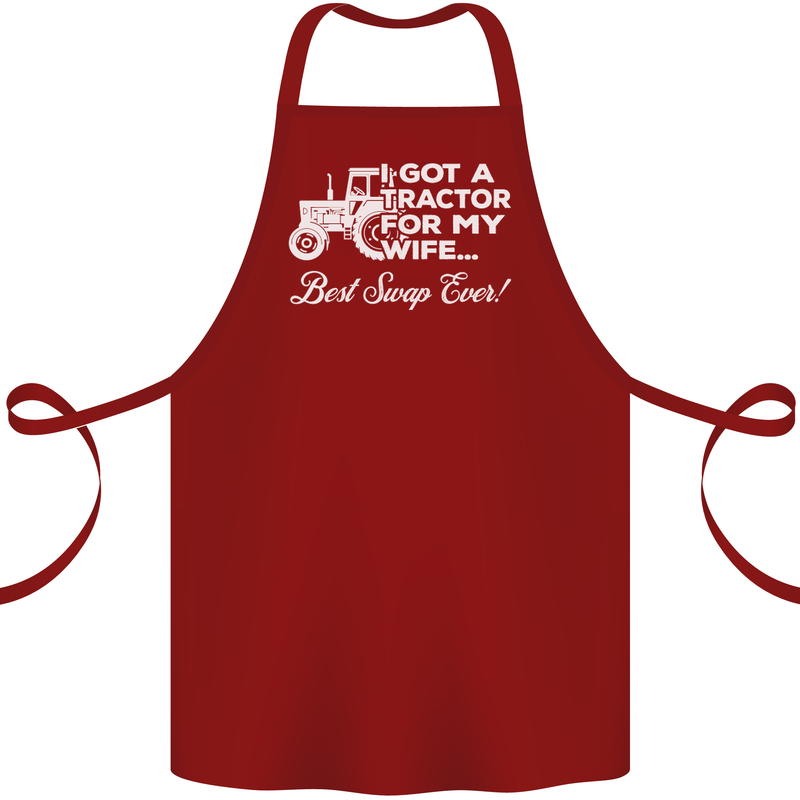 Tractor for My Wife Best Swap Ever Farmer Cotton Apron 100% Organic Maroon