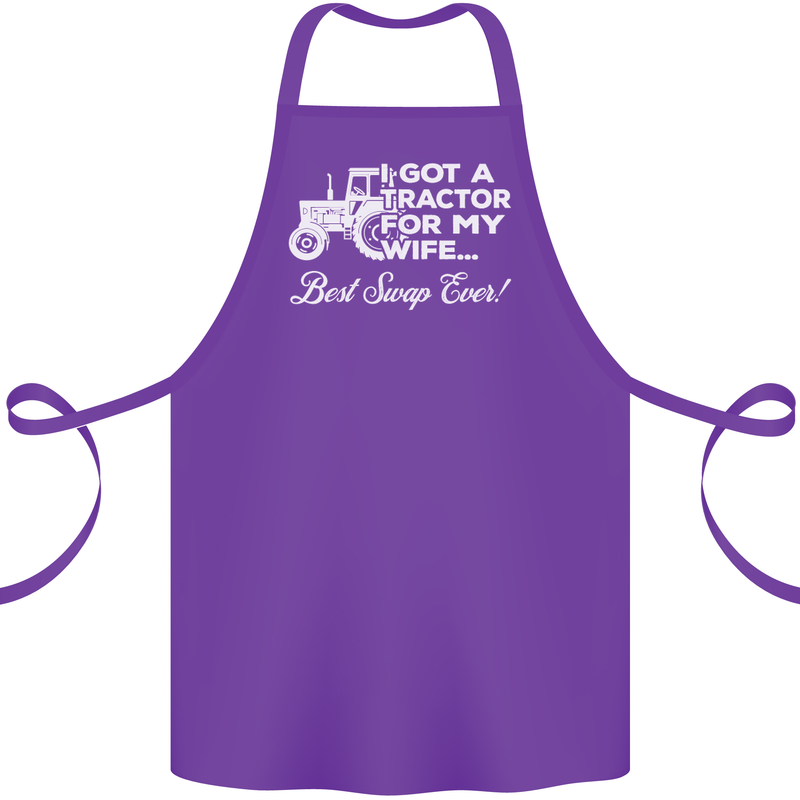 Tractor for My Wife Best Swap Ever Farmer Cotton Apron 100% Organic Purple