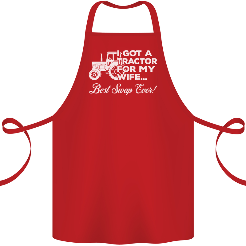 Tractor for My Wife Best Swap Ever Farmer Cotton Apron 100% Organic Red