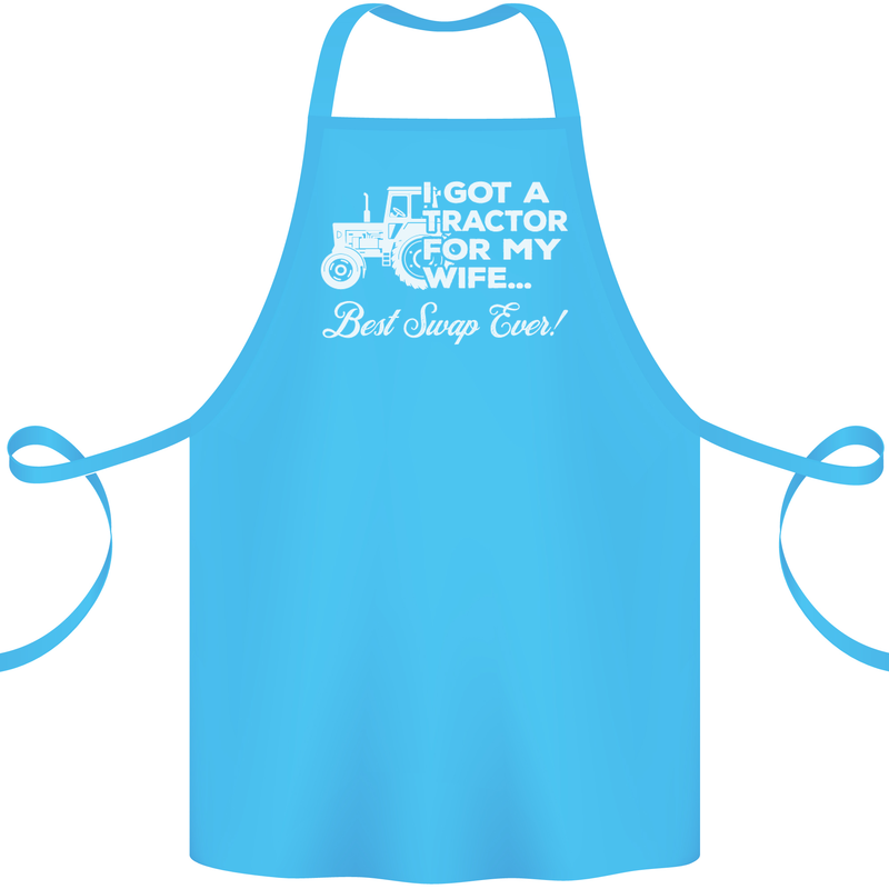 Tractor for My Wife Best Swap Ever Farmer Cotton Apron 100% Organic Turquoise