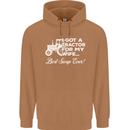 Tractor for My Wife Best Swap Ever Farmer Mens 80% Cotton Hoodie Caramel Latte
