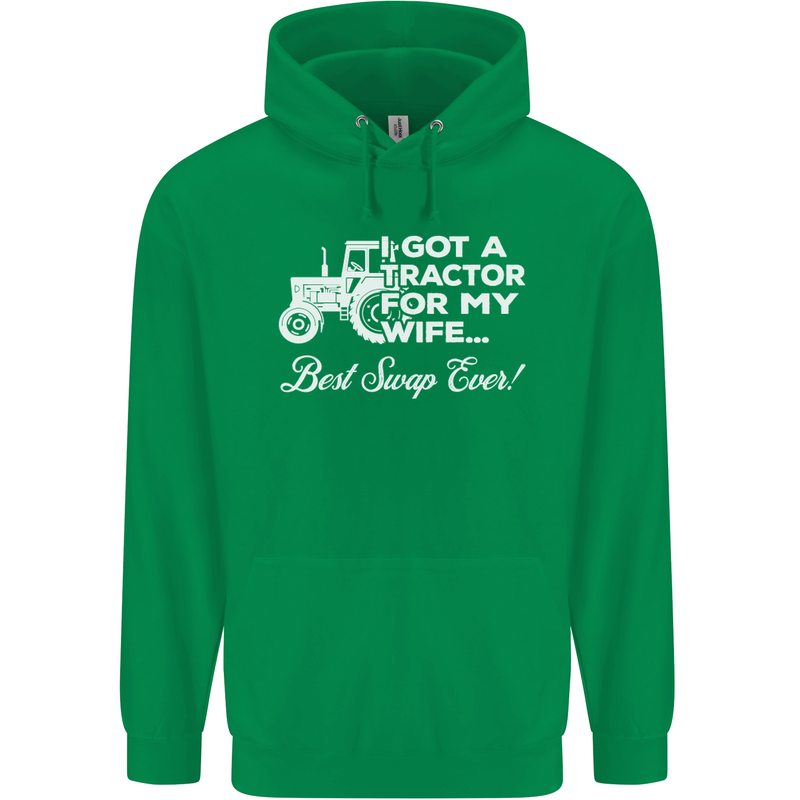 Tractor for My Wife Best Swap Ever Farmer Mens 80% Cotton Hoodie Irish Green