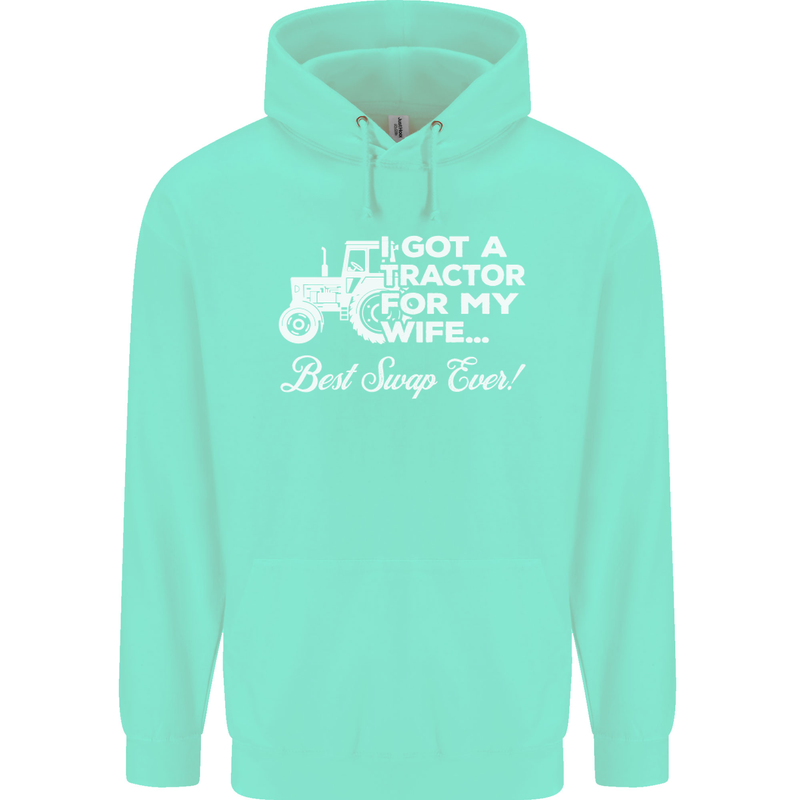 Tractor for My Wife Best Swap Ever Farmer Mens 80% Cotton Hoodie Peppermint