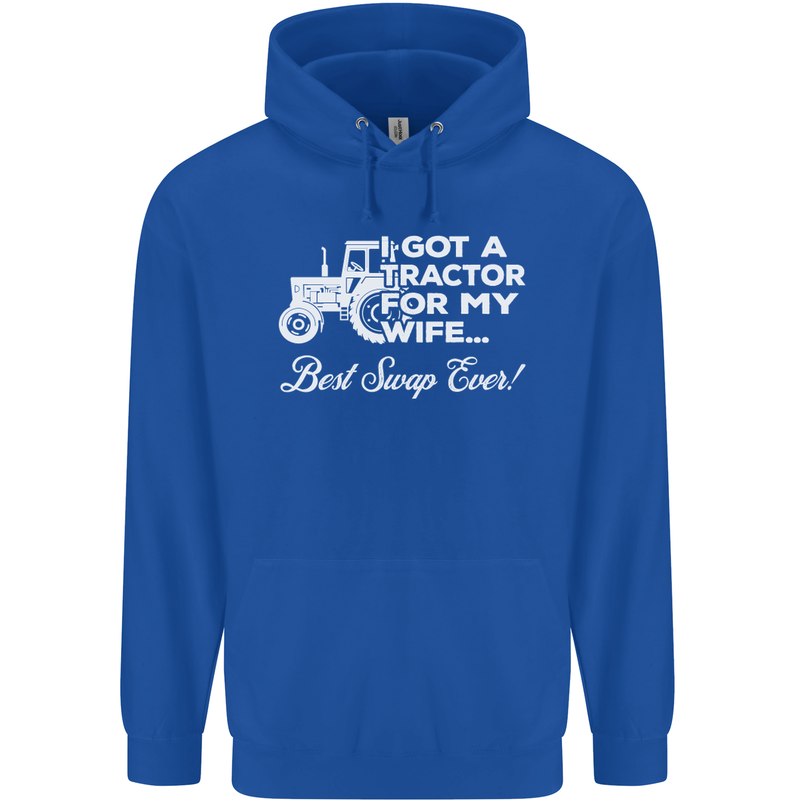 Tractor for My Wife Best Swap Ever Farmer Mens 80% Cotton Hoodie Royal Blue