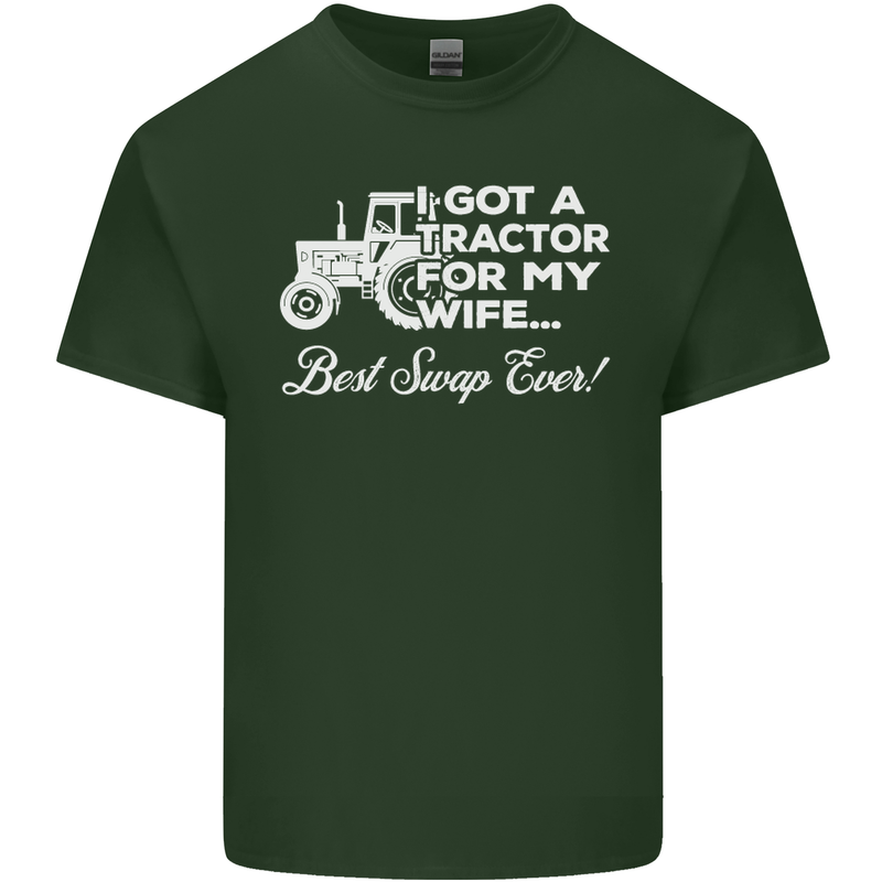 Tractor for My Wife Best Swap Ever Farmer Mens Cotton T-Shirt Tee Top Forest Green