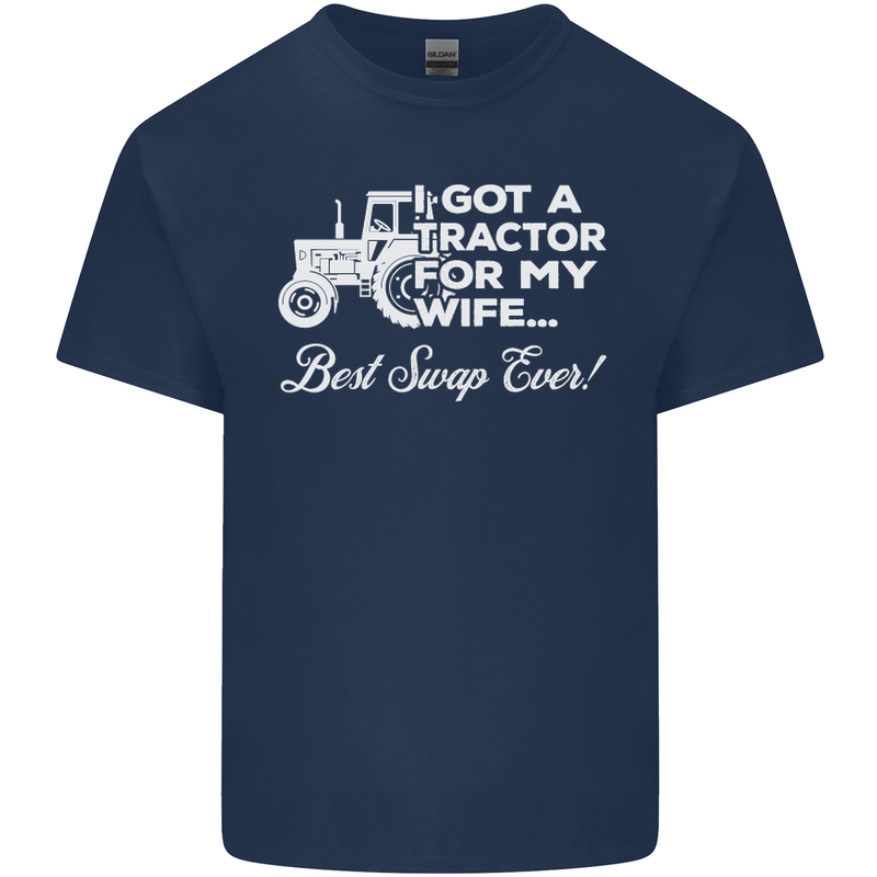 Tractor for My Wife Best Swap Ever Farmer Mens Cotton T-Shirt Tee Top Navy Blue